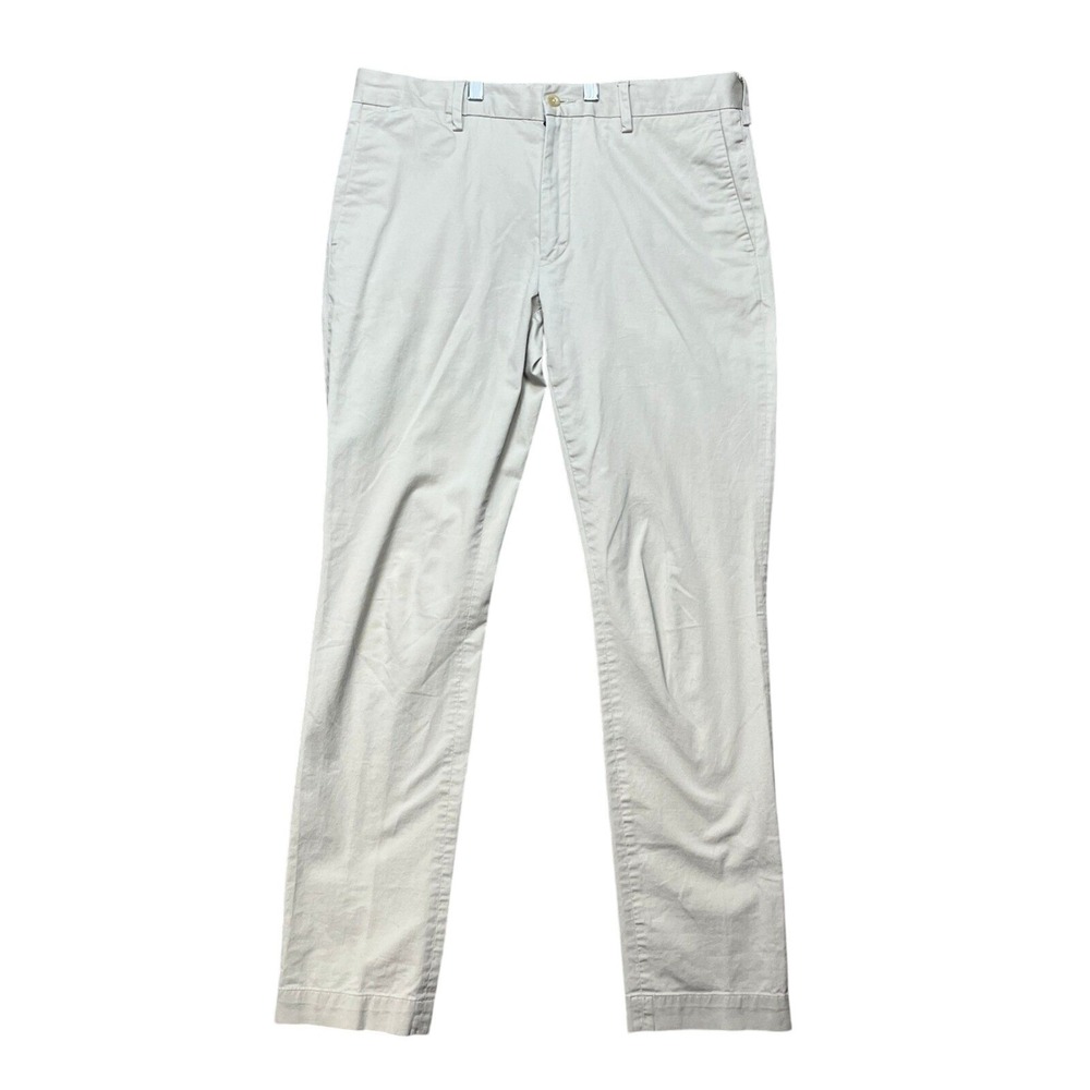 Polo Ralph Lauren Pants Mens 34x34 Khaki Tan Chino Stretch Slim Fit Flat Front